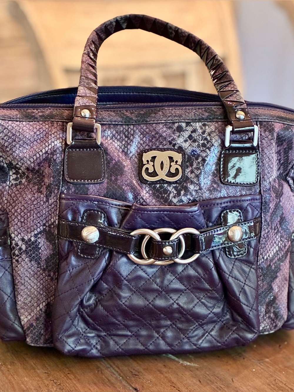Beautiful Y2K Purple Original Sharif 1827 snakeskin " Glam Rock" bag